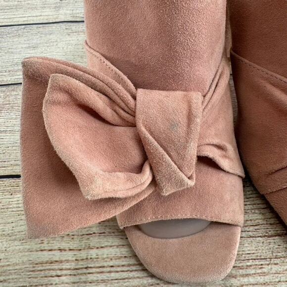 Kurt Geiger Jessika Open Toe Heels Sandals Sz 39/8.5 Blush Pink Bow Suede Mule - Picture 4 of 13